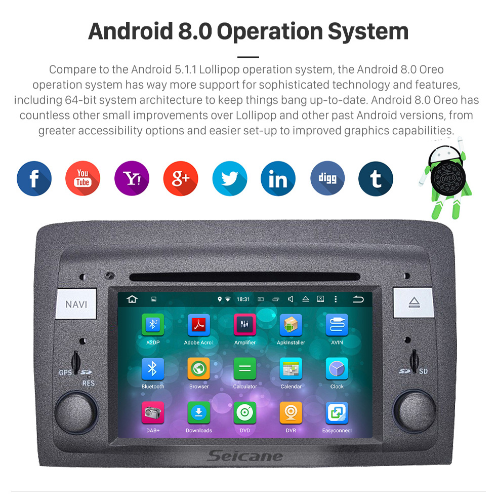 Seicane Android 8.0 HD Touchscreen Rádio DVD Player para 2003-2007 Fiat Idea Head Unit Sistema de navegação GPS Bluetooth Phone WIFI Suporte Backup Camera 1080P Vídeo OBDII DVR Controle do volante Seicane Android 8.0 HD Touchscreen Rádio DVD Player para 2003-2007 Fiat Idea Head Unit Sistema de navegação GPS Bluetooth Phone WIFI Suporte Backup Camera 1080P Vídeo OBDII DVR Controle do volante