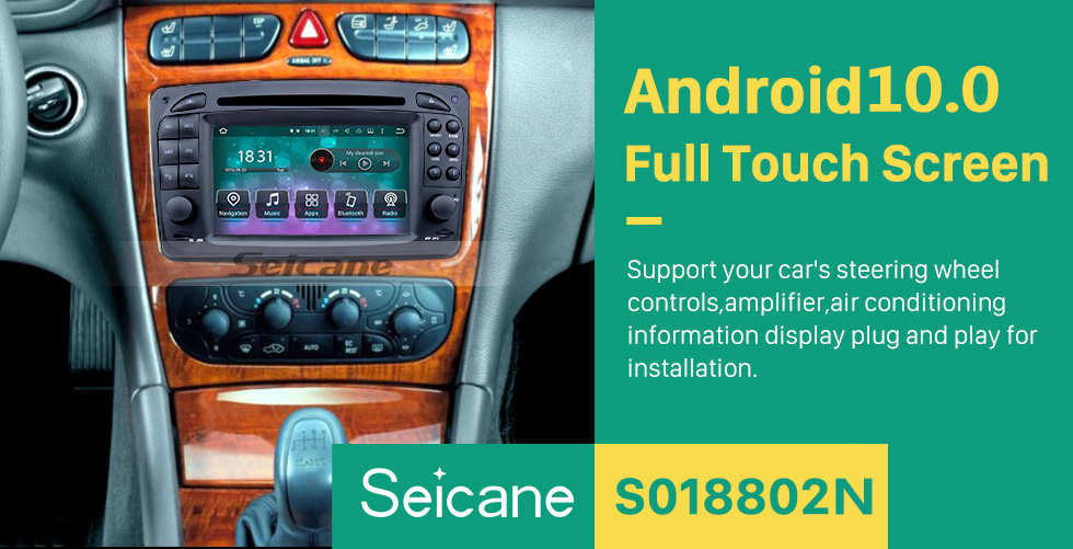 Seicane Android 8.0 système de navigation GPS pour 1998-2004 Mercedes-Benz G-W463 G550 G500 G400 G320 G270 G55 avec Radio Lecteur DVD Ecran tactile Bluetooth WiFi TV Caméra de recul Contrôle  Volant USB SD HD 1080P Vidéo