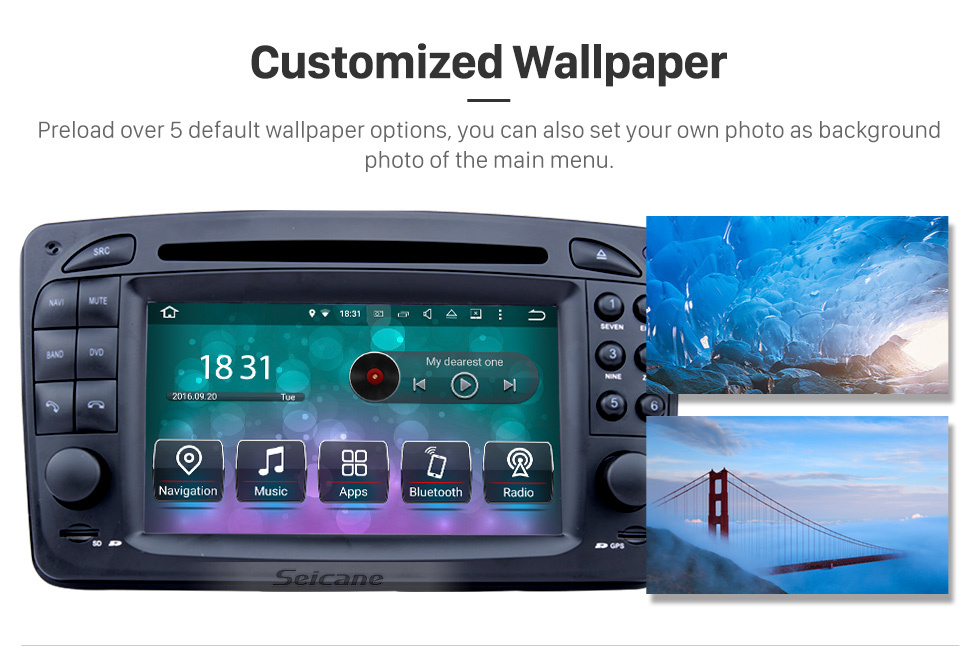 Seicane Android 8.0 Система Навигации GPS для 1998-2004 Mercedes-Benz G-W463 G550 G500 G400 G320 G270 G55 c Радио DVD Плеер сенсорным дисплеем Bluetooth WiFi TB резервного камеры Управление рулевого колеса USB SD HD 1080P видео