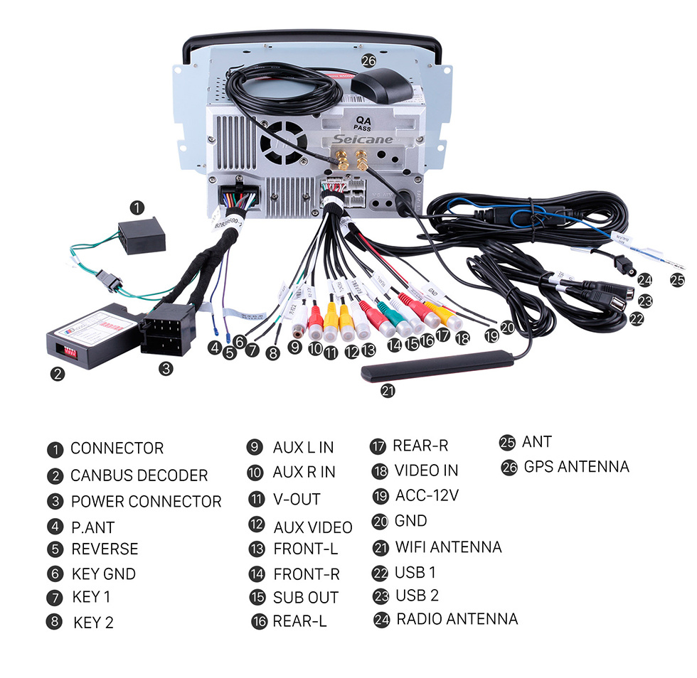 Seicane En el tablero Android 8.0 sistema de navegación GPS para 1998-2004 Mercedes-Benz CLK-W209 CLK200 CLK230 CLK320 CLK430 CLK55 con Radio Pantalla táctil Bluetooth Reproductor DVD WiFi TV Control del volante USB SD HD 1080P Vídeo cámara de reserva