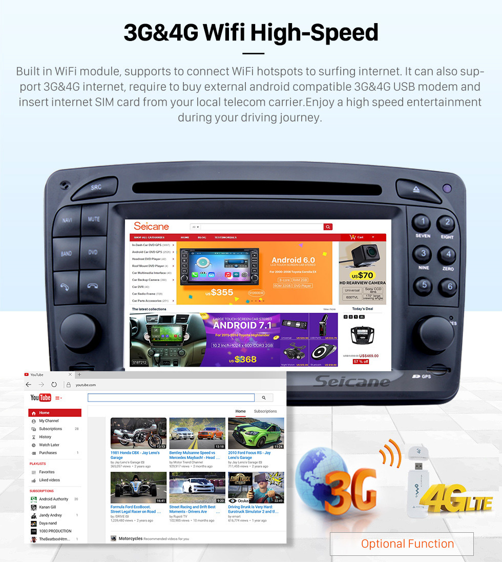 Seicane In dash Android 10.0 GPS Navigation system for 1998-2004 Mercedes-Benz CLK-W209 CLK200 CLK320 CLK430 with Radio Touch Screen Bluetooth DVD Player WiFi TV steering wheel control USB SD HD 1080P Video Backup Camera Seicane In dash Android 10.0 GPS Navigation system for 1998-2004 Mercedes-Benz CLK-W209 CLK200 CLK320 CLK430 with Radio Touch Screen Bluetooth DVD Player WiFi TV steering wheel control USB SD HD 1080P Video Backup Camera