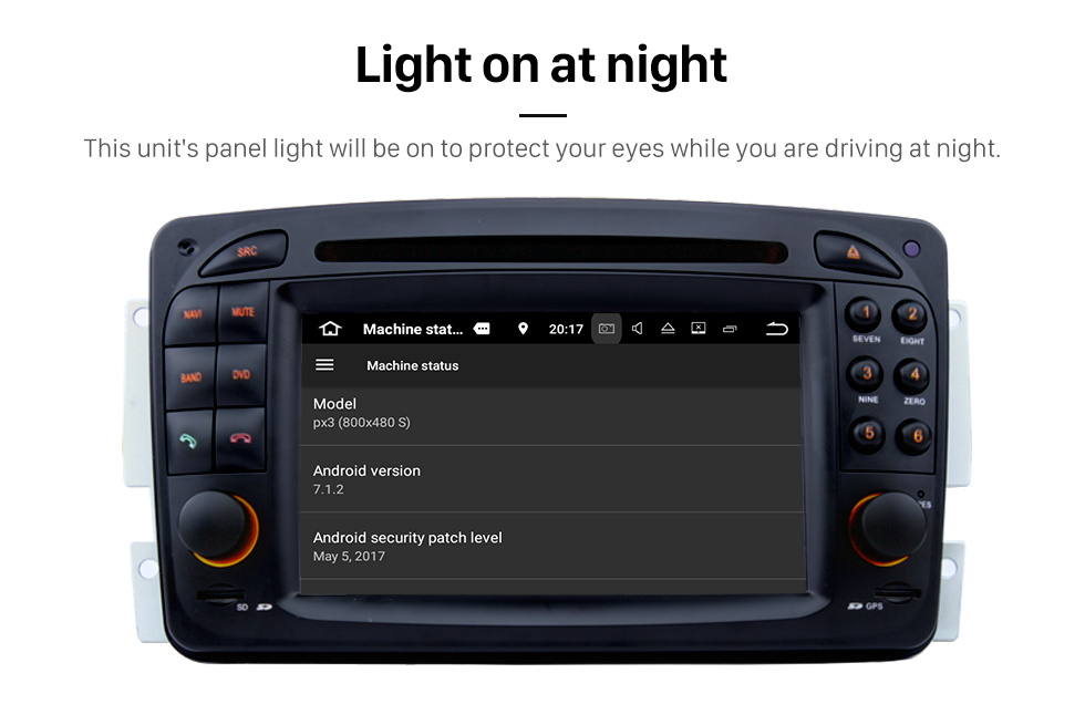 Seicane Tableau de Bord Android 8.0 système de navigation GPS pour 1998-2004 Mercedes-Benz CLK-W209 CLK200 CLK230 CLK320 CLK430 CLK55 avec Radio Ecran tactile Bluetooth Lecteur DVD WiFi TV Contrôle  Volant USB SD HD 1080P Vidéo Caméra de recul 