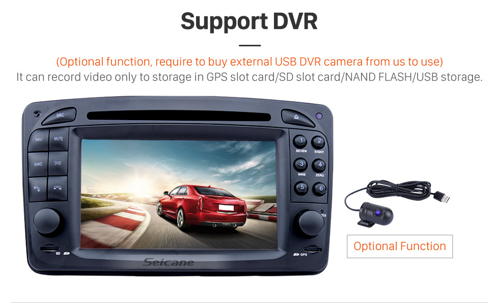 Seicane 2002-2005 Mercedes-Benz Vaneo Android 8.0 sistema de navegación GPS Radio Reproductor DVD Pantalla táctil TV HD 1080P Vídeo Bluetooth WiFi visión trasera cámara Control del volante USB SD 