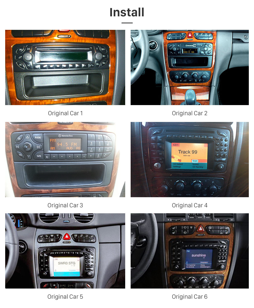 Seicane 2002-2005 Mercedes-Benz Vaneo Android 8.0 sistema de navegación GPS Radio Reproductor DVD Pantalla táctil TV HD 1080P Vídeo Bluetooth WiFi visión trasera cámara Control del volante USB SD 