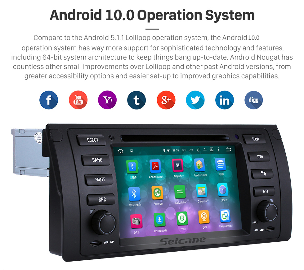 Seicane Android 10.0 GPS-Navigationssystem für 2002-2004 Land Rover Range Rover mit DVD-Player Touchscreen Radio Bluetooth WiFi TV HD 1080P Video Backup Kamera Lenkradsteuerung USB SD