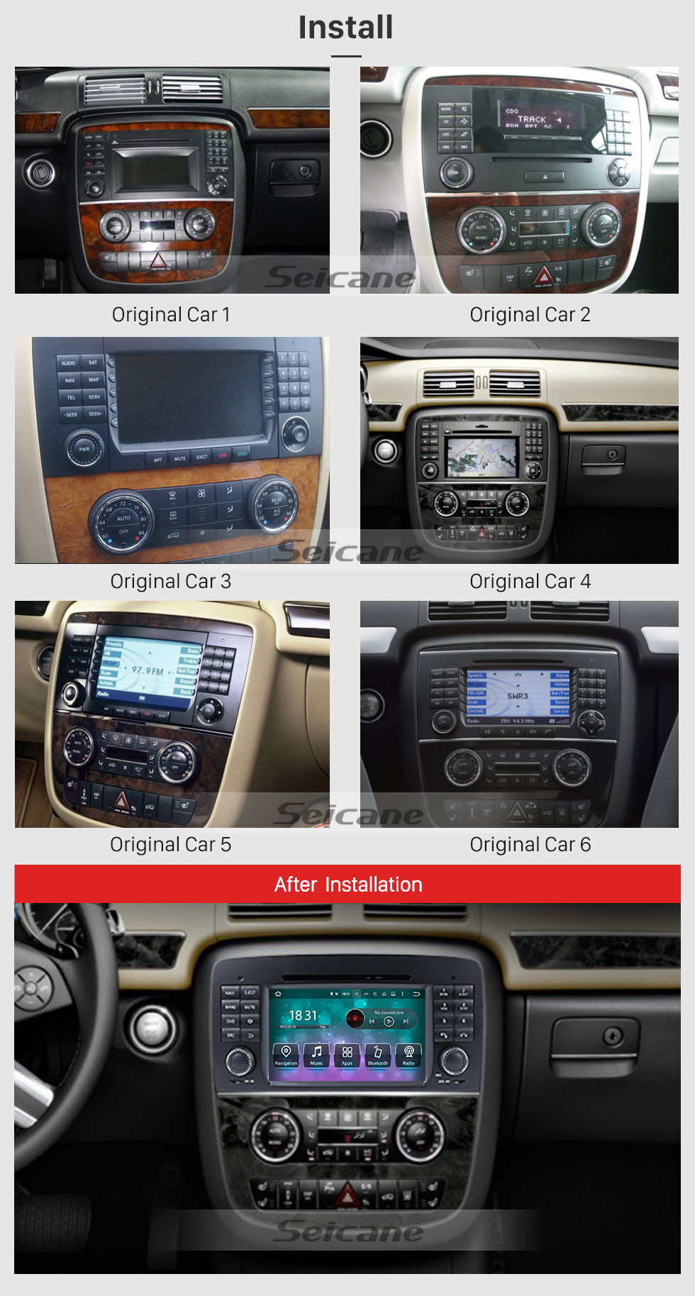 Seicane Android 8.0 système de navigation GPS pour 2006-2012 Mercedes-Benz R class W251 R280 R320 R350 R500 avec Lecteur DVD Ecran tactile Radio Bluetooth WiFi TV Caméra de recul Contrôle Volant HD 1080P Vidéo USB SD Seicane Android 8.0 système de navigation GPS pour 2006-2012 Mercedes-Benz R class W251 R280 R320 R350 R500 avec Lecteur DVD Ecran tactile Radio Bluetooth WiFi TV Caméra de recul Contrôle Volant HD 1080P Vidéo USB SD