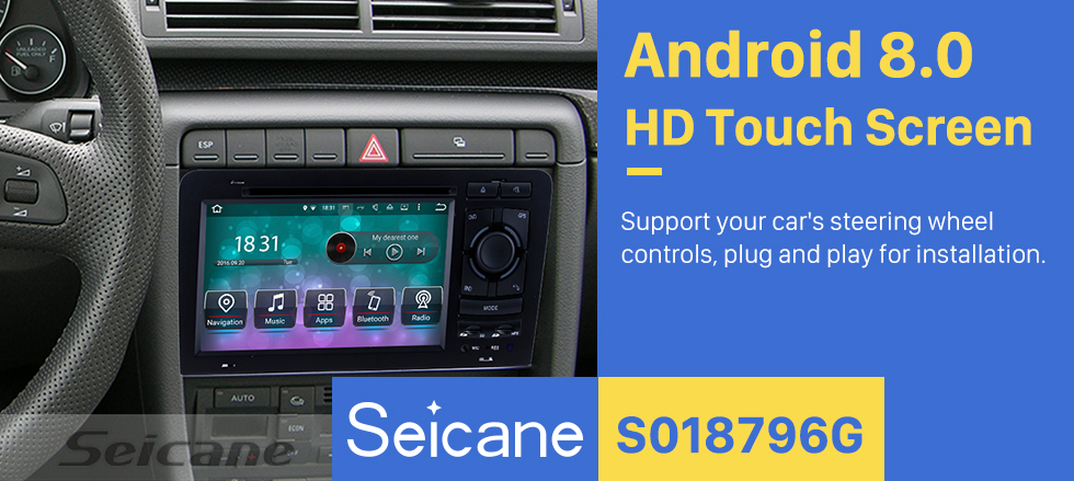 Seicane OEM Android 8.0 HD Сенсорный экран Автомобильный радиоприемник на 2003-2011 Audi A3 S3 DVD-плеер GPS-навигатор Bluetooth WIFI Поддержка зеркальной связи USB DVR 1080P Управление рулевым колесом Seicane OEM Android 8.0 HD Сенсорный экран Автомобильный радиоприемник на 2003-2011 Audi A3 S3 DVD-плеер GPS-навигатор Bluetooth WIFI Поддержка зеркальной связи USB DVR 1080P Управление рулевым колесом