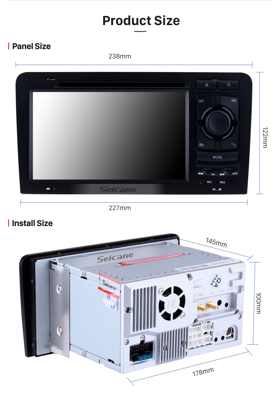 Seicane OEM Android 8.0 HD Сенсорный экран Автомобильный радиоприемник на 2003-2011 Audi A3 S3 DVD-плеер GPS-навигатор Bluetooth WIFI Поддержка зеркальной связи USB DVR 1080P Управление рулевым колесом Seicane OEM Android 8.0 HD Сенсорный экран Автомобильный радиоприемник на 2003-2011 Audi A3 S3 DVD-плеер GPS-навигатор Bluetooth WIFI Поддержка зеркальной связи USB DVR 1080P Управление рулевым колесом