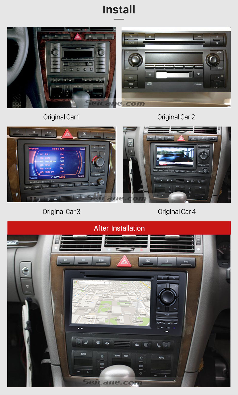 Seicane Android 8.0 DVD Player GPS Navigation system for 1994-2003 Audi A8 S8 with HD 1080P Video Bluetooth Touch Screen Radio WiFi TV Backup Camera steering wheel control USB SD Seicane Android 8.0 DVD Player GPS Navigation system for 1994-2003 Audi A8 S8 with HD 1080P Video Bluetooth Touch Screen Radio WiFi TV Backup Camera steering wheel control USB SD