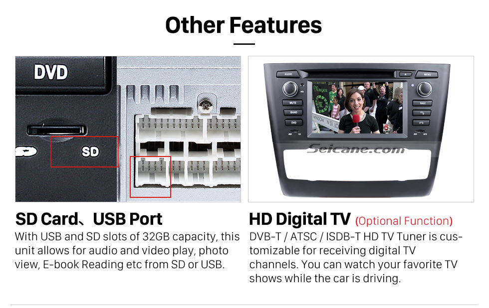 Seicane Android 8.0 GPS Radio DVD for 2004-2012 BMW 1 Series E81 E82 E88 (automatic air-conditioner +heated seat) 116i 116d 118i 118d 120i 120d 123d 125i 128i 130i 135i with 3G WiFi Mirror Link OBD2 Rearview Camera DVR Seicane Android 8.0 GPS Radio DVD for 2004-2012 BMW 1 Series E81 E82 E88 (automatic air-conditioner +heated seat) 116i 116d 118i 118d 120i 120d 123d 125i 128i 130i 135i with 3G WiFi Mirror Link OBD2 Rearview Camera DVR