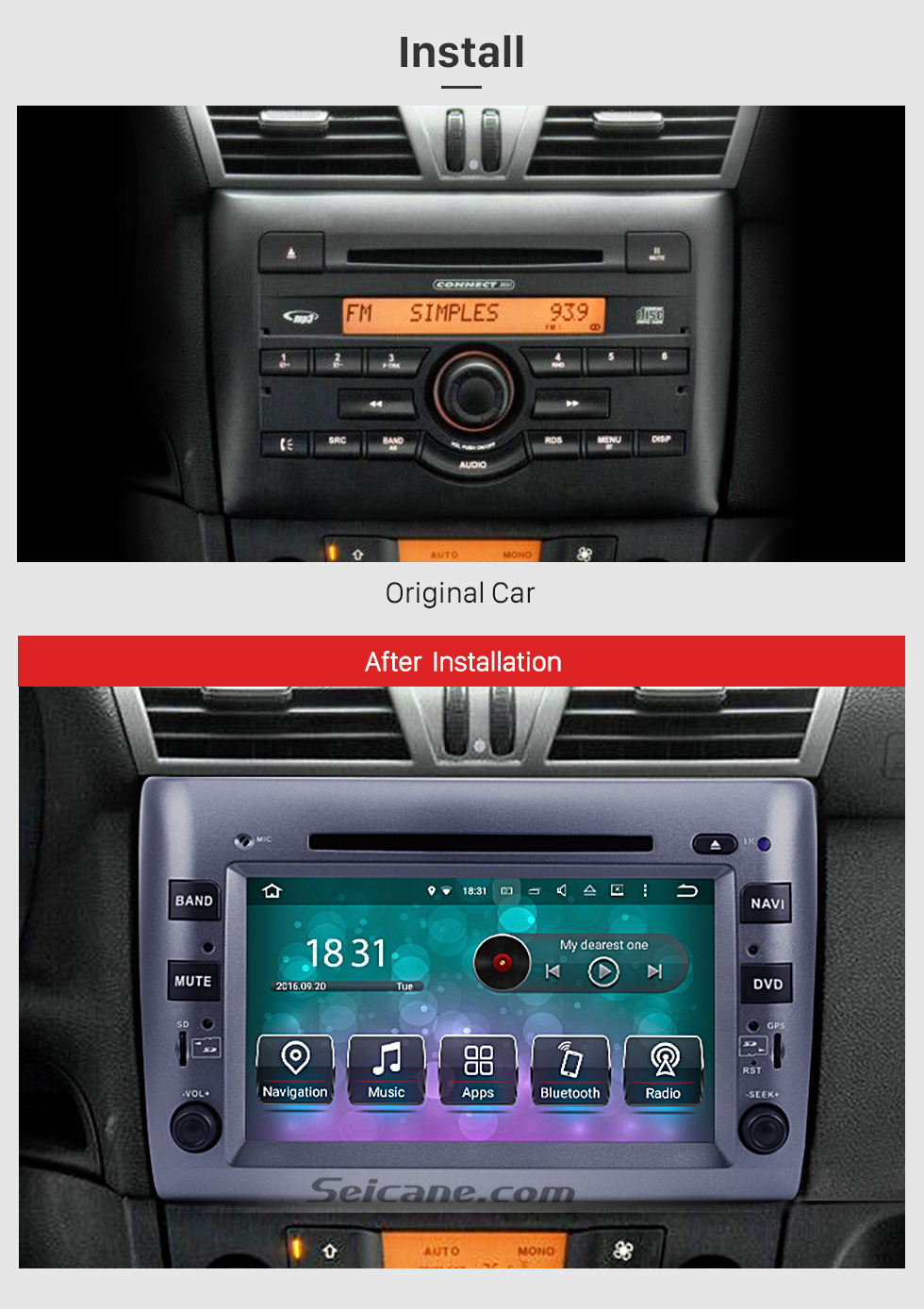 Seicane 8 Zoll Android 8.0 Aftermarket Radio DVD-Player für 2005-2010 Fiat Stilo GPS Navigation Bluetooth Telefon Musik WIFI Unterstützung Rückfahrkamera Lenkradsteuerung DVR DAB + Seicane 8 Zoll Android 8.0 Aftermarket Radio DVD-Player für 2005-2010 Fiat Stilo GPS Navigation Bluetooth Telefon Musik WIFI Unterstützung Rückfahrkamera Lenkradsteuerung DVR DAB +
