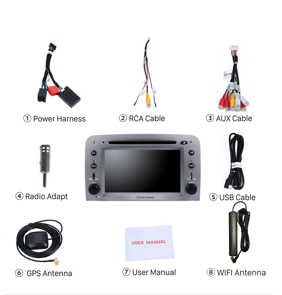 Seicane Android 8.0 HD Pantalla táctil Radio del coche Reproductor de DVD para 2005-2013 Alfa Romeo 147 Sistema de navegación GPS Música Bluetooth WIFI Soporte Vínculo espejo Cámara de reserva Control del volante Seicane Android 8.0 HD Pantalla táctil Radio del coche Reproductor de DVD para 2005-2013 Alfa Romeo 147 Sistema de navegación GPS Música Bluetooth WIFI Soporte Vínculo espejo Cámara de reserva Control del volante