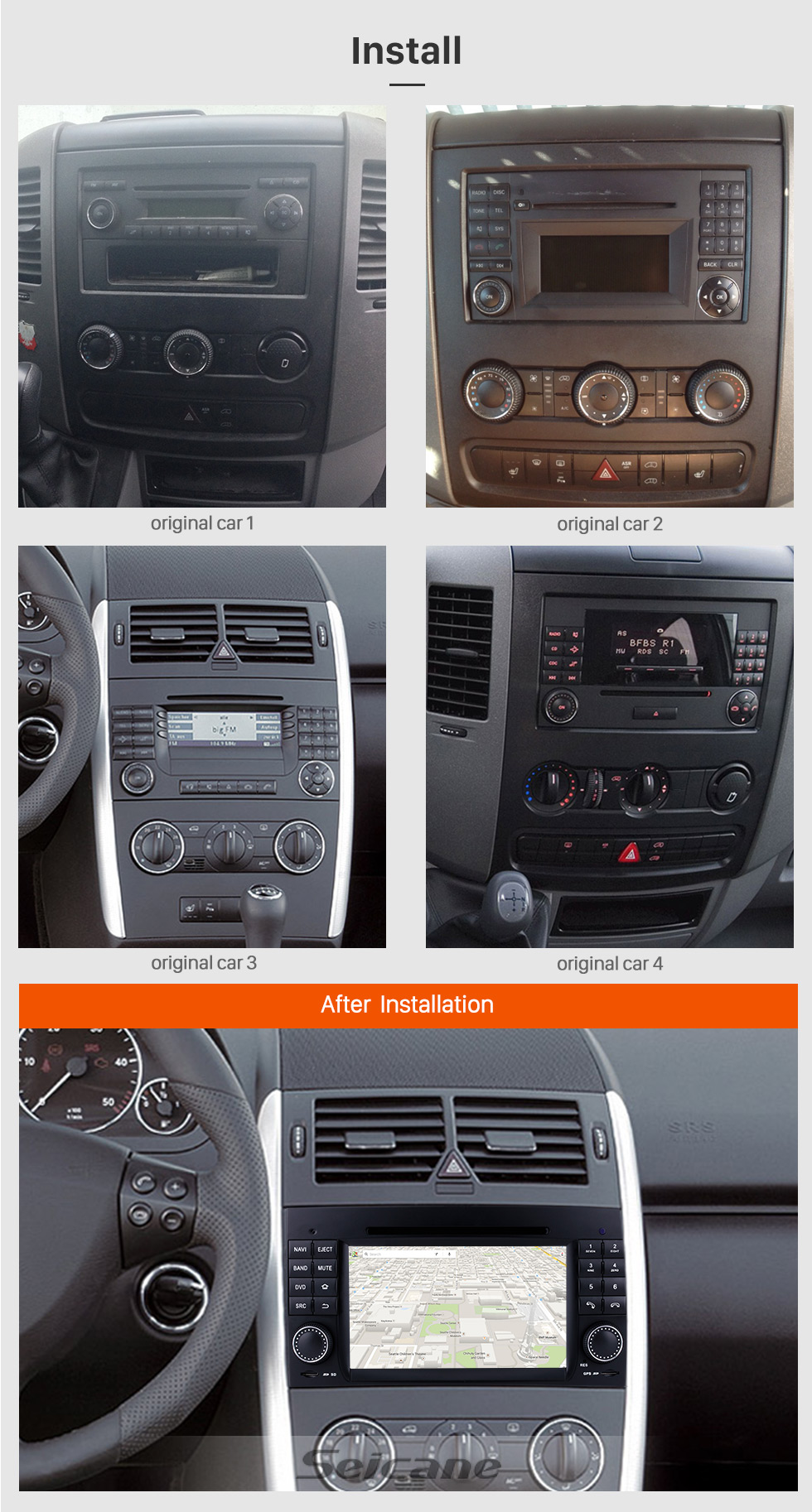 Seicane In dash Android 8.0 GPS Navigation system for 2006-2012 Mercedes Benz Sprinter W906 W209 W311 W315 W318 with Radio Touch Screen Bluetooth DVD Player WiFi TV steering wheel control USB SD HD 1080P Video Backup Camera Seicane In dash Android 8.0 GPS Navigation system for 2006-2012 Mercedes Benz Sprinter W906 W209 W311 W315 W318 with Radio Touch Screen Bluetooth DVD Player WiFi TV steering wheel control USB SD HD 1080P Video Backup Camera