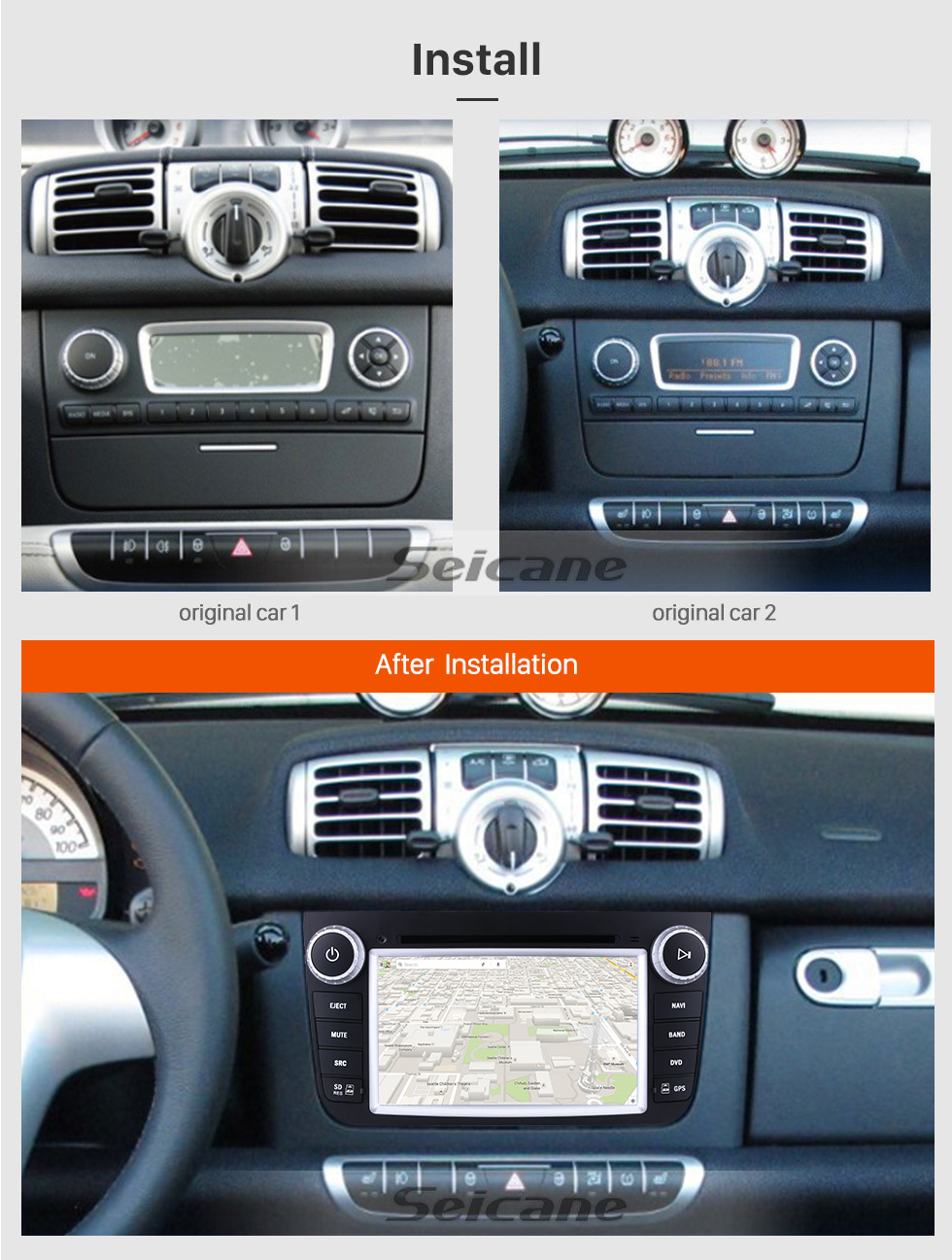 Seicane Android 8.0 2012 Mercedes-Benz Smart Fortwo 7 Inch HD Touchscreen Head Unit Car Radio DVD Player GPS Navigation Music Bluetooth WIFI Support 1080P Video Backup Camera DAB+ DVR Steering Wheel Control Seicane Android 8.0 2012 Mercedes-Benz Smart Fortwo 7 Inch HD Touchscreen Head Unit Car Radio DVD Player GPS Navigation Music Bluetooth WIFI Support 1080P Video Backup Camera DAB+ DVR Steering Wheel Control