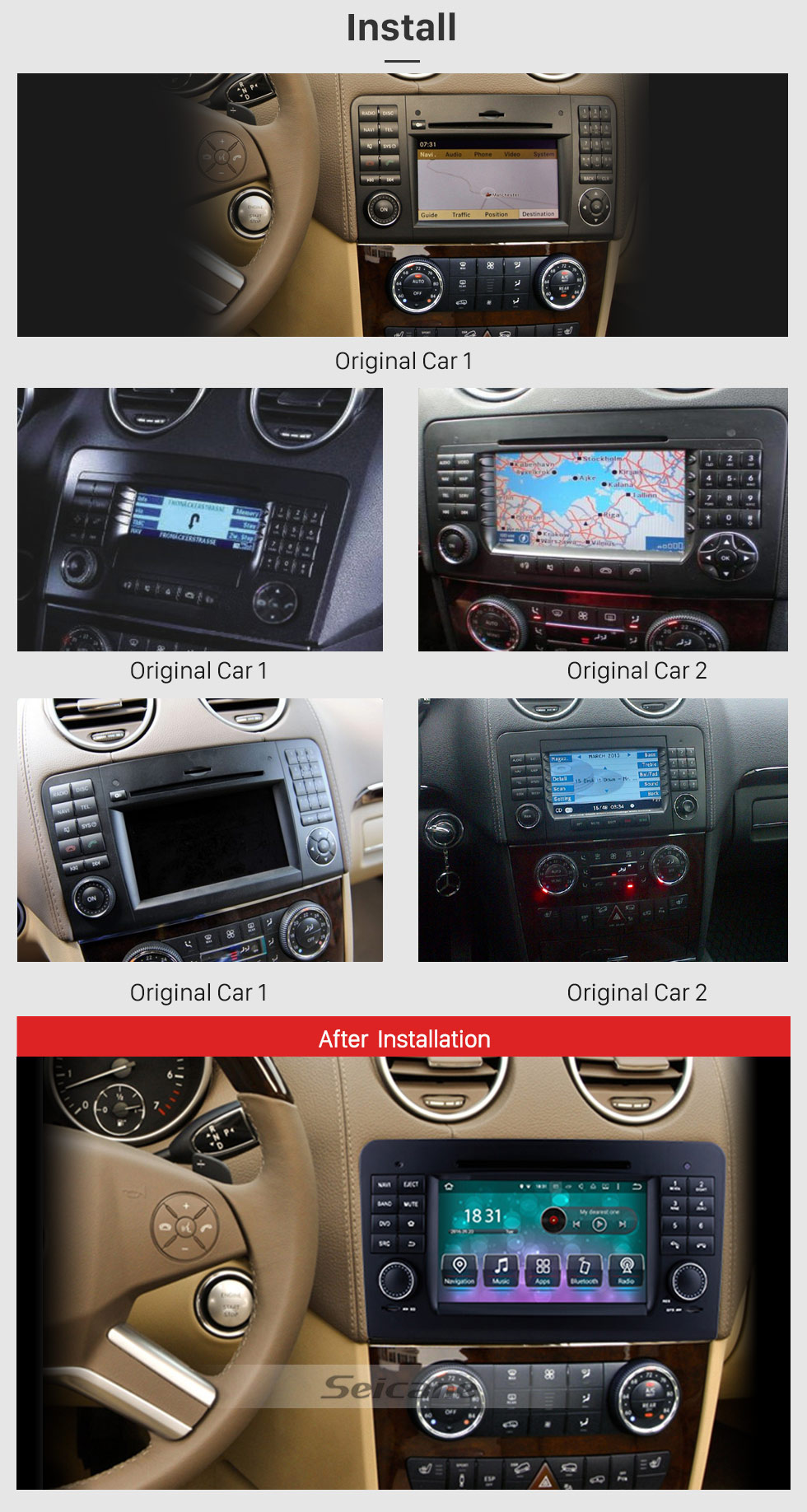 Seicane Aftermarket Android 8.0 GPS Navigation system for 2005-2012 Mercedes-Benz GL CLASS X164 GL320 GL350 GL420 GL450 GL500 with DVD Player Touch Screen Radio WiFi TV HD 1080P Video Rearview Camera steering wheel control USB SD Bluetooth Seicane Aftermarket Android 8.0 GPS Navigation system for 2005-2012 Mercedes-Benz GL CLASS X164 GL320 GL350 GL420 GL450 GL500 with DVD Player Touch Screen Radio WiFi TV HD 1080P Video Rearview Camera steering wheel control USB SD Bluetooth