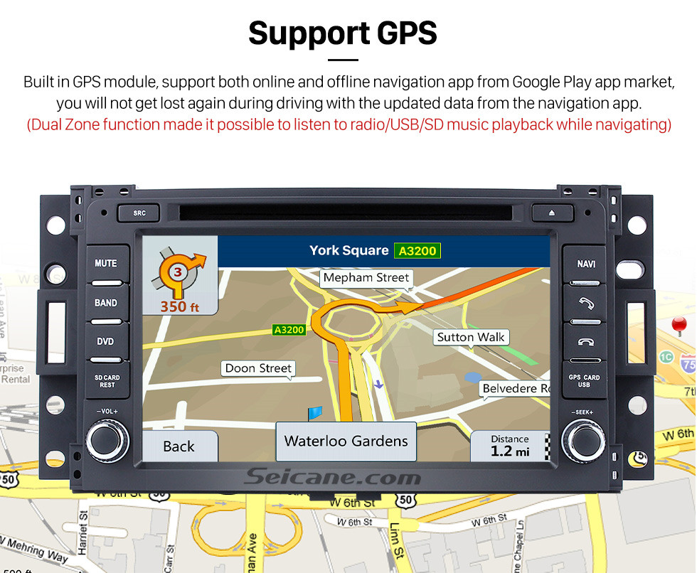 Seicane Android 9.0 Радио GPS Навигационная система 2005 2006 2007 Реле Сатурн с DVD-плеером HD Сенсорный экран Bluetooth Резервная камера Управление рулем 1080P WiFi TV