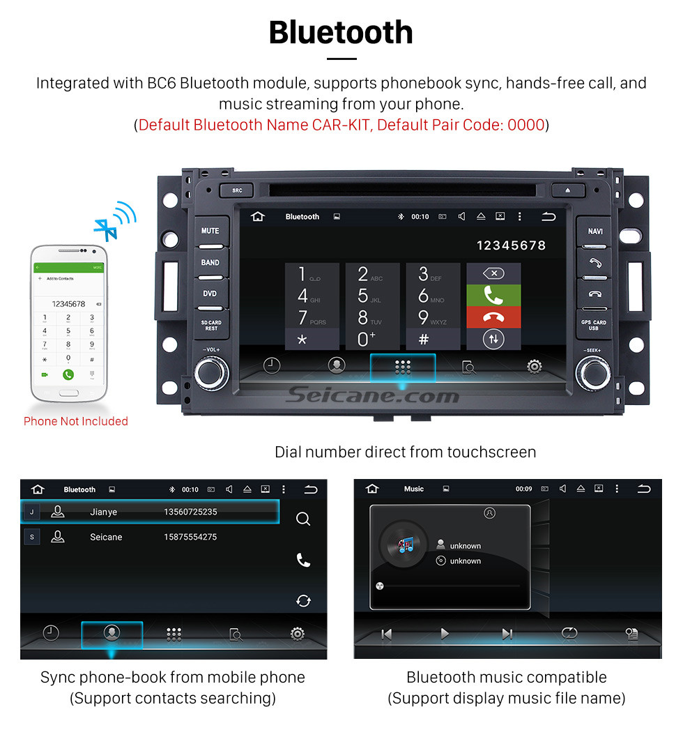 Seicane Android 9.0 2005 2006 Radio Pontiac Montana SV6 Navigation GPS avec lecteur DVD Écran tactile HD Bluetooth WiFi Commande au volant 1080p Caméra de recul