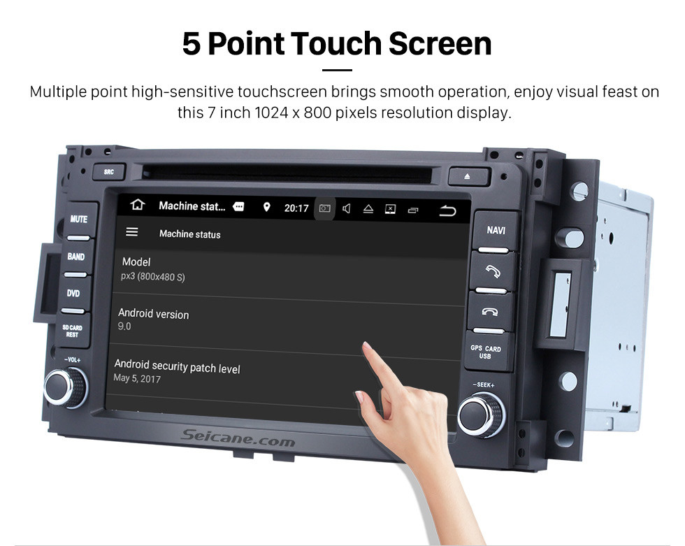 Seicane Android 9.0 2005 2006 Radio Pontiac Montana SV6 Navigation GPS avec lecteur DVD Écran tactile HD Bluetooth WiFi Commande au volant 1080p Caméra de recul