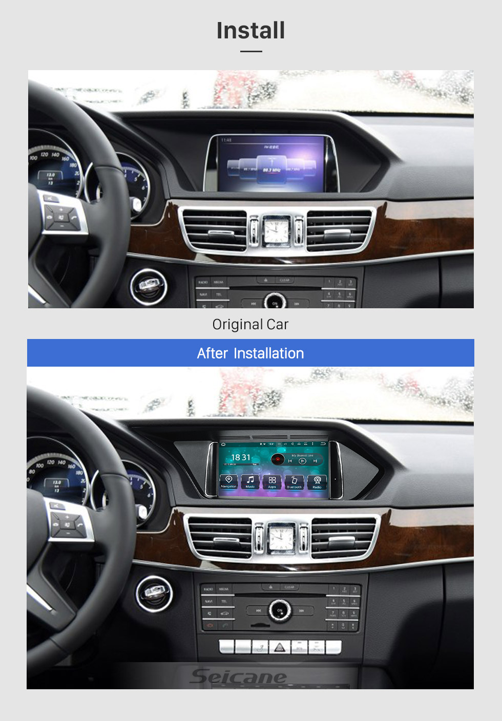 Seicane 2016-2018 Mercedes Benz E Class W212 W213 Android 8.0 Radio 7 inch HD Touchscreen Car Stereo GPS System Bluetooth Music FM AM RDS Radio WiFi Steering Wheel Control Mirror Link support DAB+ Seicane 2016-2018 Mercedes Benz E Class W212 W213 Android 8.0 Radio 7 inch HD Touchscreen Car Stereo GPS System Bluetooth Music FM AM RDS Radio WiFi Steering Wheel Control Mirror Link support DAB+