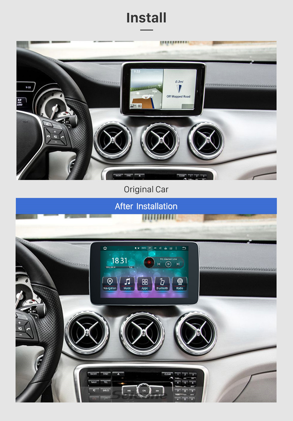 Seicane 2016 2017 2018 Mercedes Benz A/GLA Class 2017- 2018 G Class 2015-2018 CLA/CLS Class Android 9.0 Radio 9 inch 1024*600 HD Touchscreen GPS Navigation Bluetooth WIFI SWC Seicane 2016 2017 2018 Mercedes Benz A/GLA Class 2017- 2018 G Class 2015-2018 CLA/CLS Class Android 9.0 Radio 9 inch 1024*600 HD Touchscreen GPS Navigation Bluetooth WIFI SWC