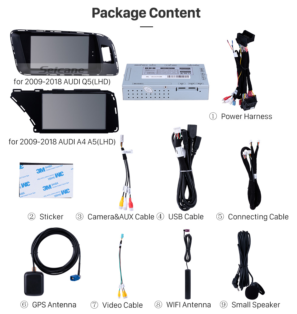 Seicane 2009-2018 AUDI A4 A5 Q3 Left Hand Driving Car Radio GPS Navigation Android 4.4 HD Touchscreen 7 inch Auto Stereo 1080P Video Player Bluetooth Phone Wifi USB Carplay Steering Wheel Control Seicane 2009-2018 AUDI A4 A5 Q3 Left Hand Driving Car Radio GPS Navigation Android 4.4 HD Touchscreen 7 inch Auto Stereo 1080P Video Player Bluetooth Phone Wifi USB Carplay Steering Wheel Control