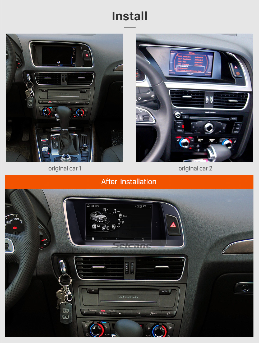 Seicane 2009-2018 AUDI A4 A5 Q3 Left Hand Driving Car Radio GPS Navigation Android 4.4 HD Touchscreen 7 inch Auto Stereo 1080P Video Player Bluetooth Phone Wifi USB Carplay Steering Wheel Control Seicane 2009-2018 AUDI A4 A5 Q3 Left Hand Driving Car Radio GPS Navigation Android 4.4 HD Touchscreen 7 inch Auto Stereo 1080P Video Player Bluetooth Phone Wifi USB Carplay Steering Wheel Control