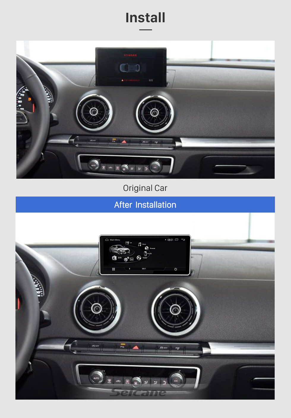 Seicane 10.25 inch Android 7.1 Radio for 2016 AUDI A3 1280*480 HD Touchscreen Bluetooth GPS Navigation Upgrage Head Unit support 3G WIFI USB Mirror Link TPMS OBD DVR 1080P Video Carplay Seicane 10.25 inch Android 7.1 Radio for 2016 AUDI A3 1280*480 HD Touchscreen Bluetooth GPS Navigation Upgrage Head Unit support 3G WIFI USB Mirror Link TPMS OBD DVR 1080P Video Carplay