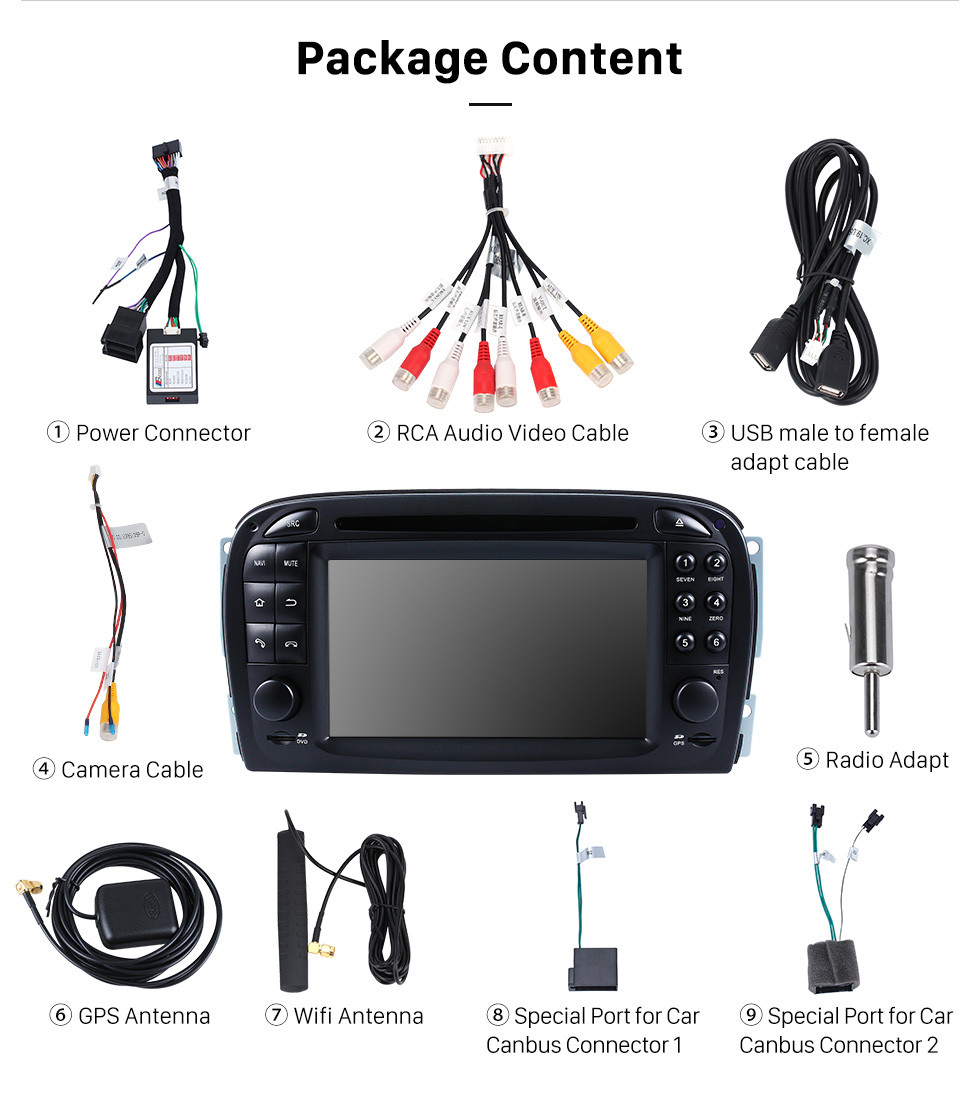 Seicane Android 9.0 Sistema de Navegação GPS para 2001-2004 Mercedes SL R230 SL350 SL500 SL55 SL600 SL65 com DVD Player de Tela de Toque de Rádio Bluetooth WiFi TV HD 1080 P Câmera de Backup de Vídeo controle de volante USB SD Seicane Android 9.0 Sistema de Navegação GPS para 2001-2004 Mercedes SL R230 SL350 SL500 SL55 SL600 SL65 com DVD Player de Tela de Toque de Rádio Bluetooth WiFi TV HD 1080 P Câmera de Backup de Vídeo controle de volante USB SD