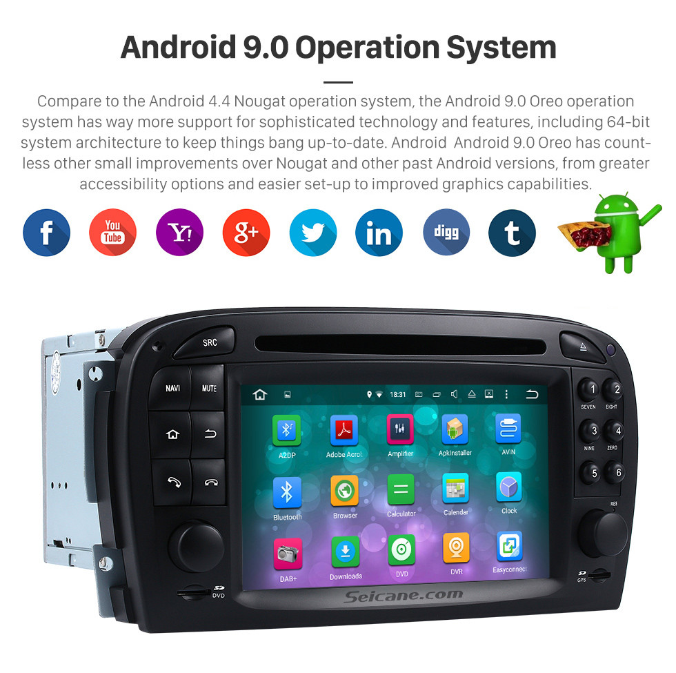 Seicane Android 9.0 Sistema de Navegação GPS para 2001-2004 Mercedes SL R230 SL350 SL500 SL55 SL600 SL65 com DVD Player de Tela de Toque de Rádio Bluetooth WiFi TV HD 1080 P Câmera de Backup de Vídeo controle de volante USB SD Seicane Android 9.0 Sistema de Navegação GPS para 2001-2004 Mercedes SL R230 SL350 SL500 SL55 SL600 SL65 com DVD Player de Tela de Toque de Rádio Bluetooth WiFi TV HD 1080 P Câmera de Backup de Vídeo controle de volante USB SD