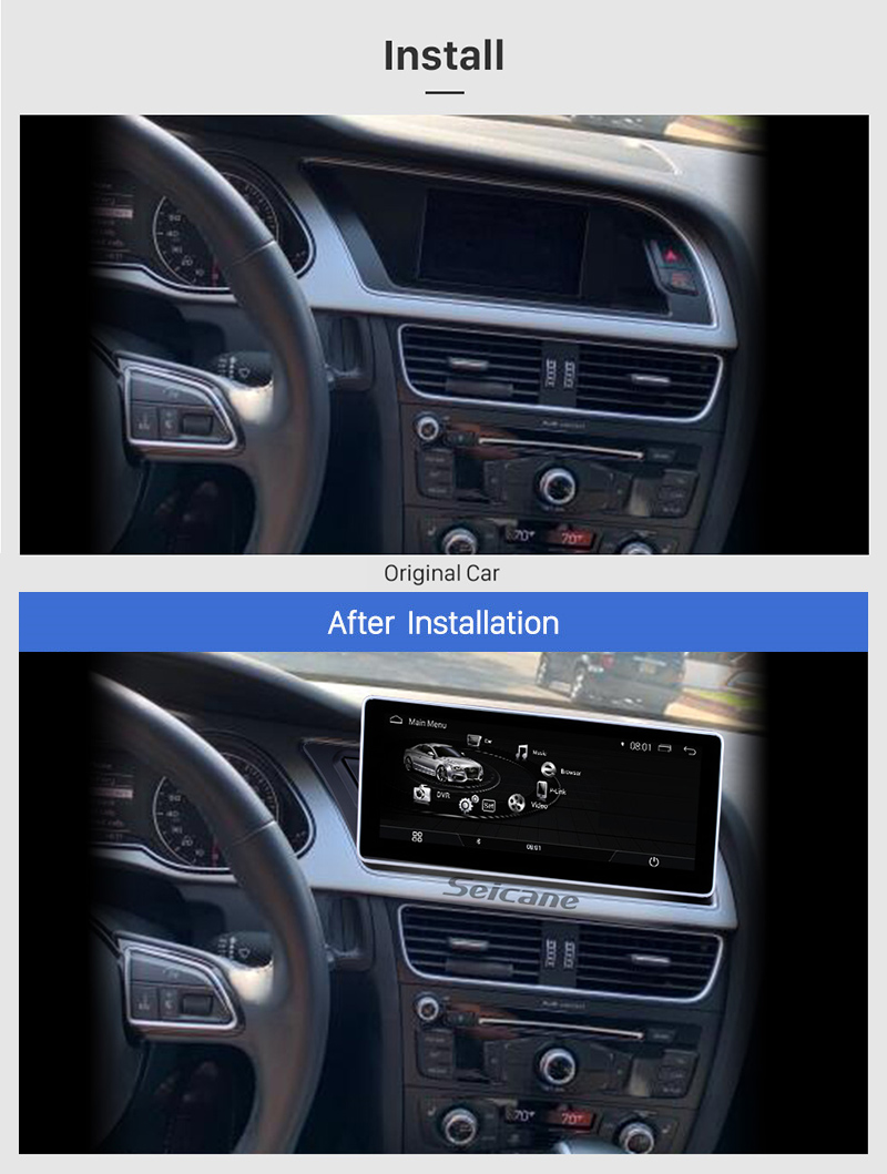 Seicane 10.25 Inch Android 9.0 Car Radio Stereo Head Unit GPS Navigation System for 2009-2014 AUDI A4 with 1280*480 touchscreen Bluetooth music WIFI FM AM Support USB Rearview Camera Steering Wheel Control Seicane 10.25 Inch Android 9.0 Car Radio Stereo Head Unit GPS Navigation System for 2009-2014 AUDI A4 with 1280*480 touchscreen Bluetooth music WIFI FM AM Support USB Rearview Camera Steering Wheel Control