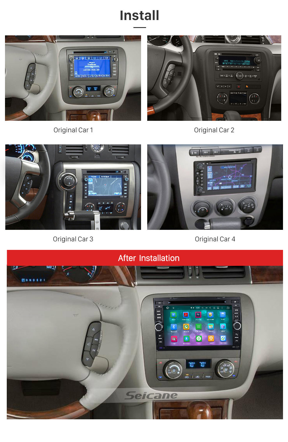 Seicane OEM Android 9.0 Système de navigation GPS 2006-2011 Buick Lucerne avec Radio Lecteur DVD Écran tactile Bluetooth DVR WIFI Commande au volant Seicane OEM Android 9.0 Système de navigation GPS 2006-2011 Buick Lucerne avec Radio Lecteur DVD Écran tactile Bluetooth DVR WIFI Commande au volant