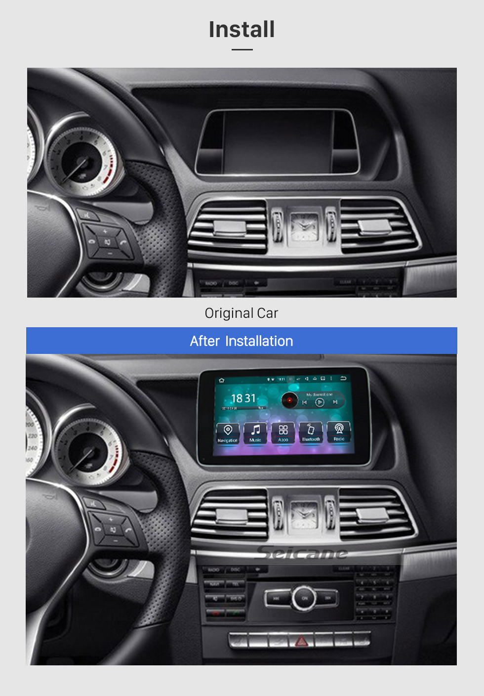 Seicane 2016 2017 2018 Mercedes Benz E W213 S213 E200 E250 E300 E400 AMG E63 Android 9.0 HD Touchscreen 9 inch Radio GPS Navigation System Stereo USB Bluetooth Wifi Carplay Steering Wheel Control Seicane 2016 2017 2018 Mercedes Benz E W213 S213 E200 E250 E300 E400 AMG E63 Android 9.0 HD Touchscreen 9 inch Radio GPS Navigation System Stereo USB Bluetooth Wifi Carplay Steering Wheel Control