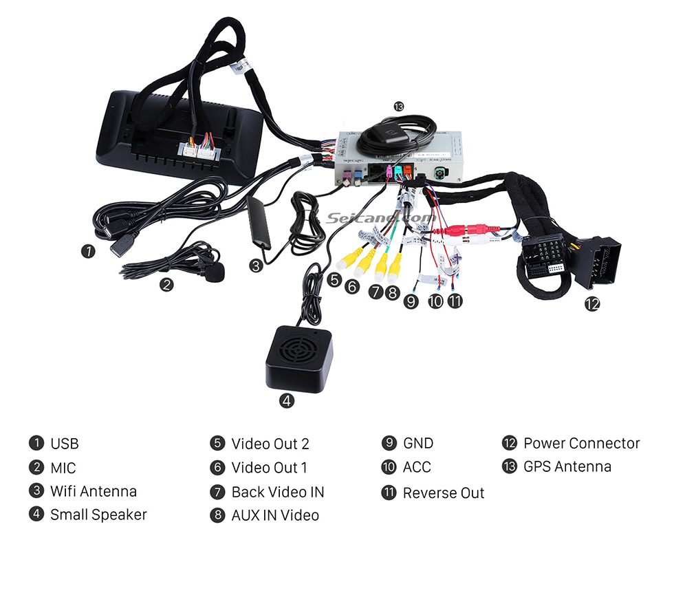 Seicane 8 pulgadas Android 9.0 HD 1024 * 600 Pantalla táctil para 2012-2016 Mercedes Benz Clase A W176 con sistema de navegación GPS Reproductor de DVD Control de volante WiFi 1080P Video