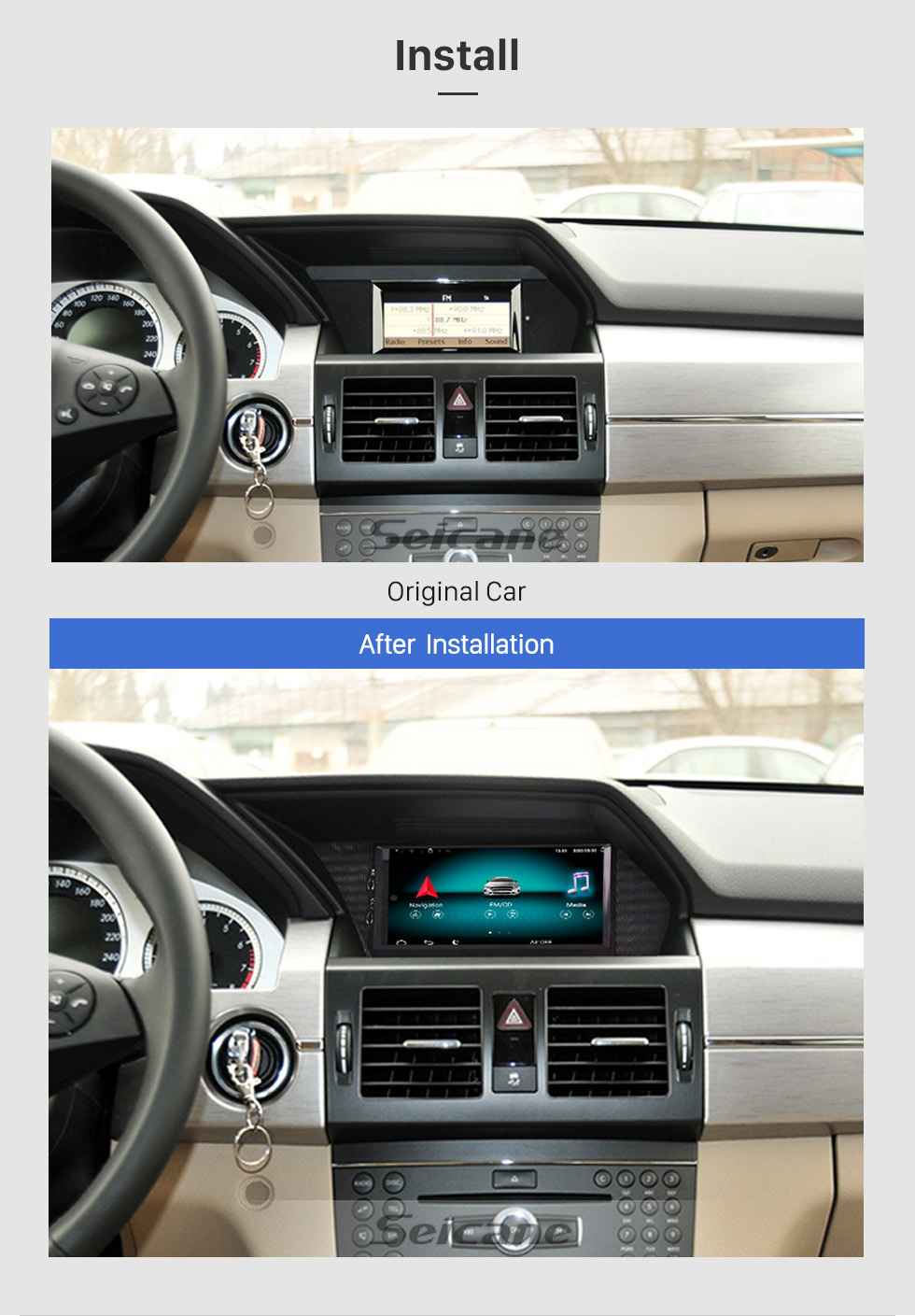 Seicane 2008-2016 Mercedes Benz GLK X204 GLK350 GLK320 GLK280 GLK250 GLK220 GLK200 7 inch Android 9.0 Radio GPS Navigation Upgrade DVD Player HD Touchscreen Bluetooth WIFI 1080P Steering Wheel Control Seicane 2008-2016 Mercedes Benz GLK X204 GLK350 GLK320 GLK280 GLK250 GLK220 GLK200 7 inch Android 9.0 Radio GPS Navigation Upgrade DVD Player HD Touchscreen Bluetooth WIFI 1080P Steering Wheel Control