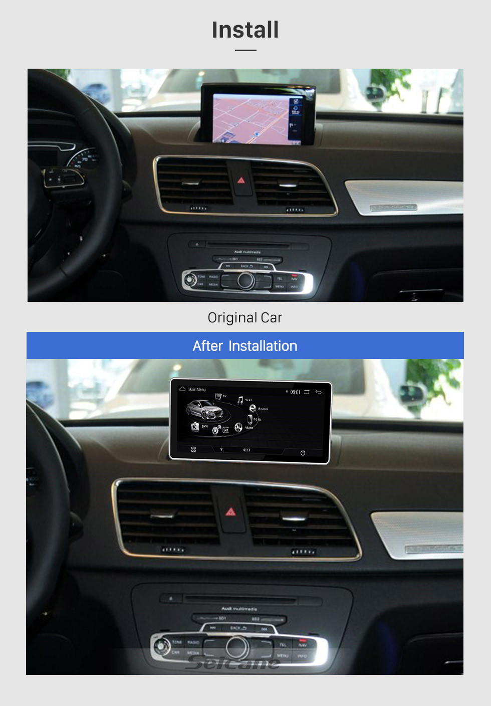 Seicane Radio Android 9.0 de 10.25 pulgadas para 2009 2010 2011-2015 AUDI Q3 Pantalla táctil Bluetooth Actualización de navegación GPS Reproductor multimedia 3G WIFI Soporte USB Carplay DVR 1080P Video Seicane Radio Android 9.0 de 10.25 pulgadas para 2009 2010 2011-2015 AUDI Q3 Pantalla táctil Bluetooth Actualización de navegación GPS Reproductor multimedia 3G WIFI Soporte USB Carplay DVR 1080P Video
