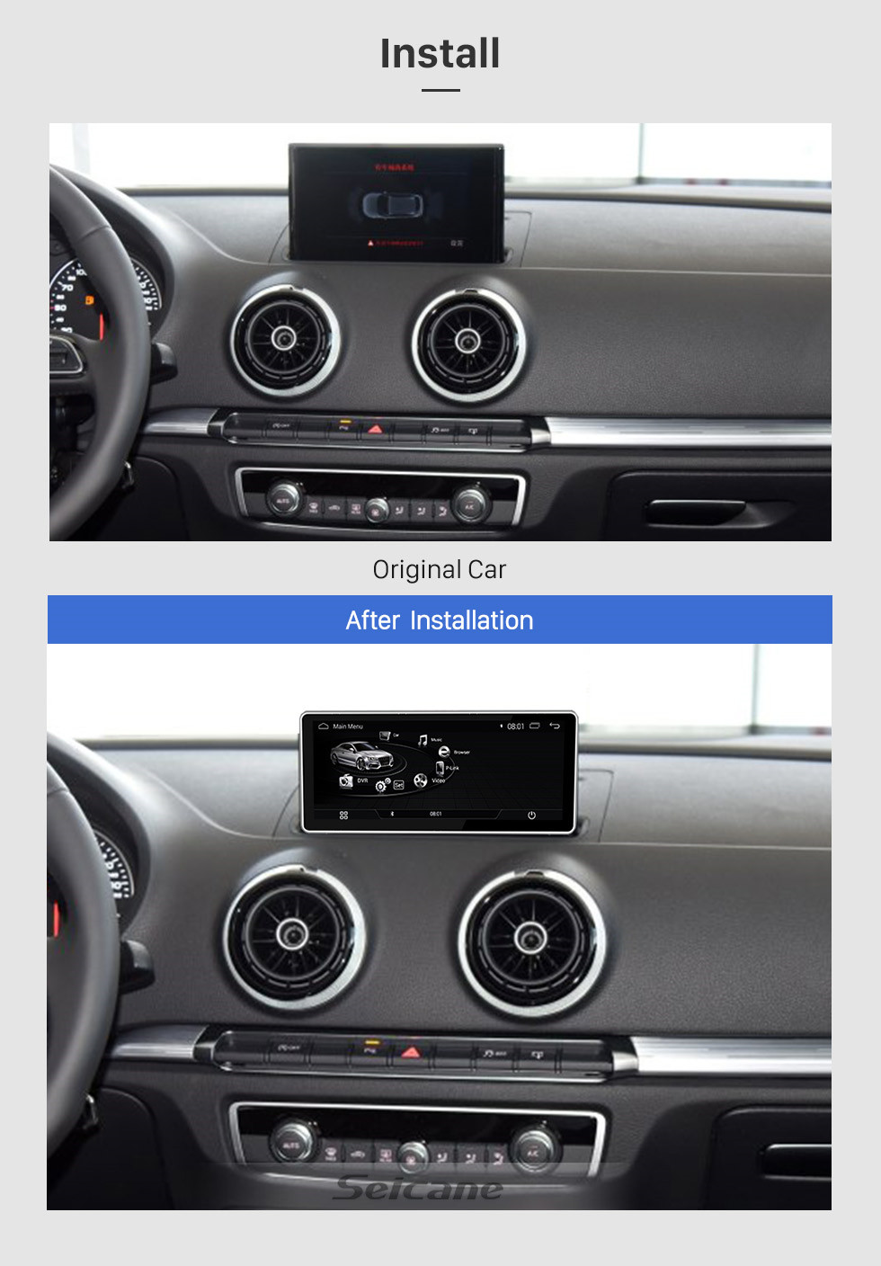 Seicane 10,25 zoll Android 9.0 Radio für 2016 AUDI A3 HD Touchscreen Bluetooth GPS Navigation Upgrage Head Unit unterstützung 3G WIFI USB Spiegel Link TPMS OBD DVR 1080 P Video Carplay Seicane 10,25 zoll Android 9.0 Radio für 2016 AUDI A3 HD Touchscreen Bluetooth GPS Navigation Upgrage Head Unit unterstützung 3G WIFI USB Spiegel Link TPMS OBD DVR 1080 P Video Carplay