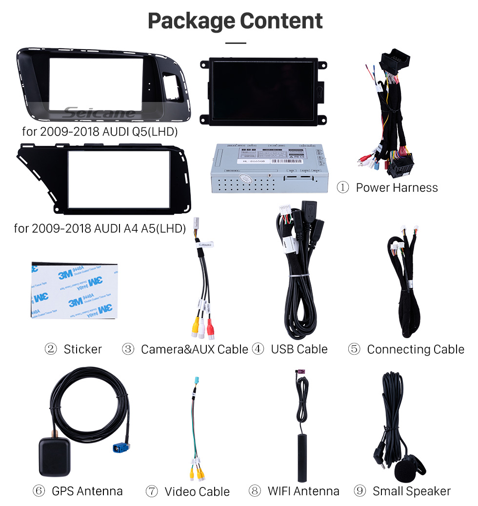 Seicane 2009-2018 AUDI A4 A5 Q3 Linkslenker Autoradio GPS Navigation Android 9.0 HD Touchscreen 7 Zoll Auto Stereo 1080P Videoplayer Bluetooth Telefon Wifi USB Carplay Lenkradsteuerung Seicane 2009-2018 AUDI A4 A5 Q3 Linkslenker Autoradio GPS Navigation Android 9.0 HD Touchscreen 7 Zoll Auto Stereo 1080P Videoplayer Bluetooth Telefon Wifi USB Carplay Lenkradsteuerung