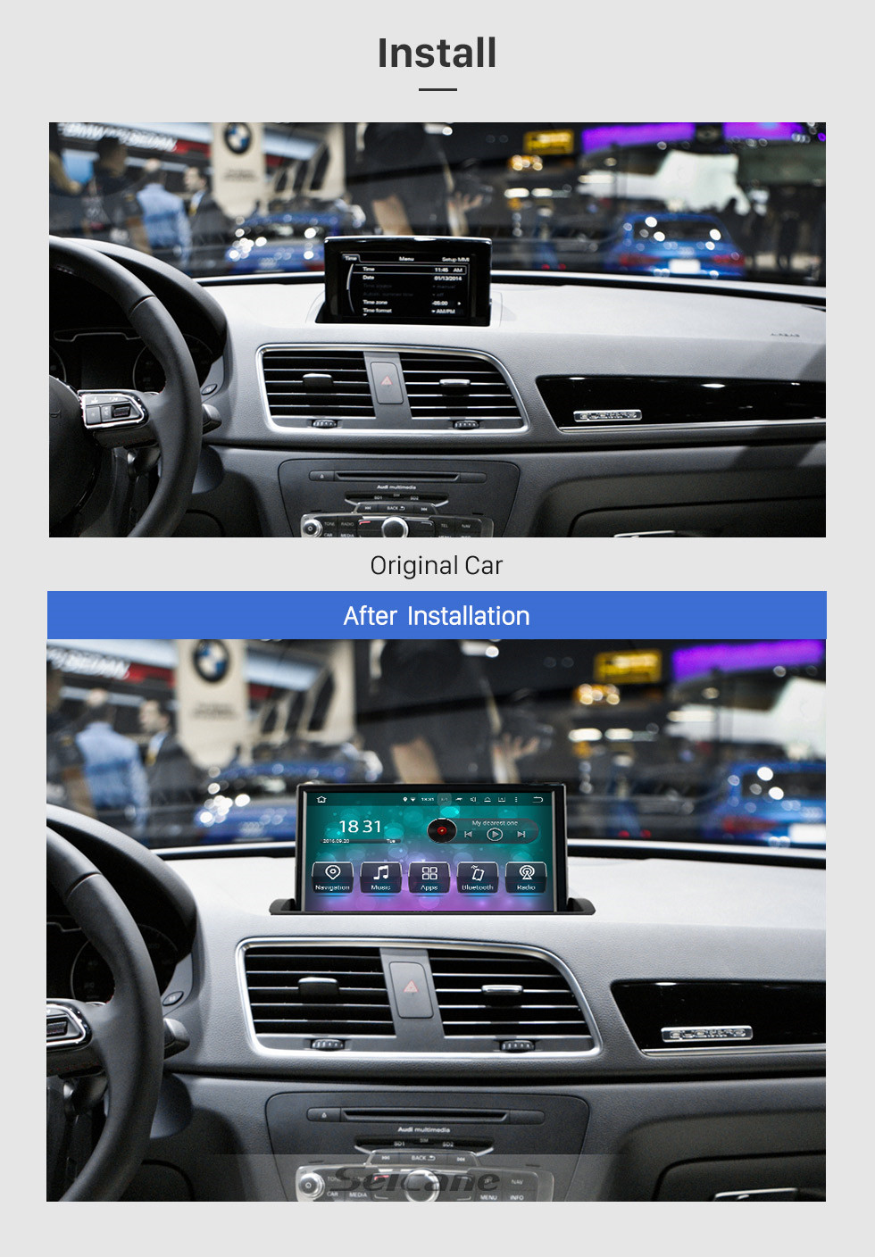 Seicane Android 9.0 Radio Navegación GPS de 8 pulgadas para 2011-2018 AUDI Q3 Unidad principal HD Pantalla táctil Reproductor de video USB Bluetooth Carplay Control del volante WIFI 1080P Soporte de TV digital OBD2 TPMS Seicane Android 9.0 Radio Navegación GPS de 8 pulgadas para 2011-2018 AUDI Q3 Unidad principal HD Pantalla táctil Reproductor de video USB Bluetooth Carplay Control del volante WIFI 1080P Soporte de TV digital OBD2 TPMS