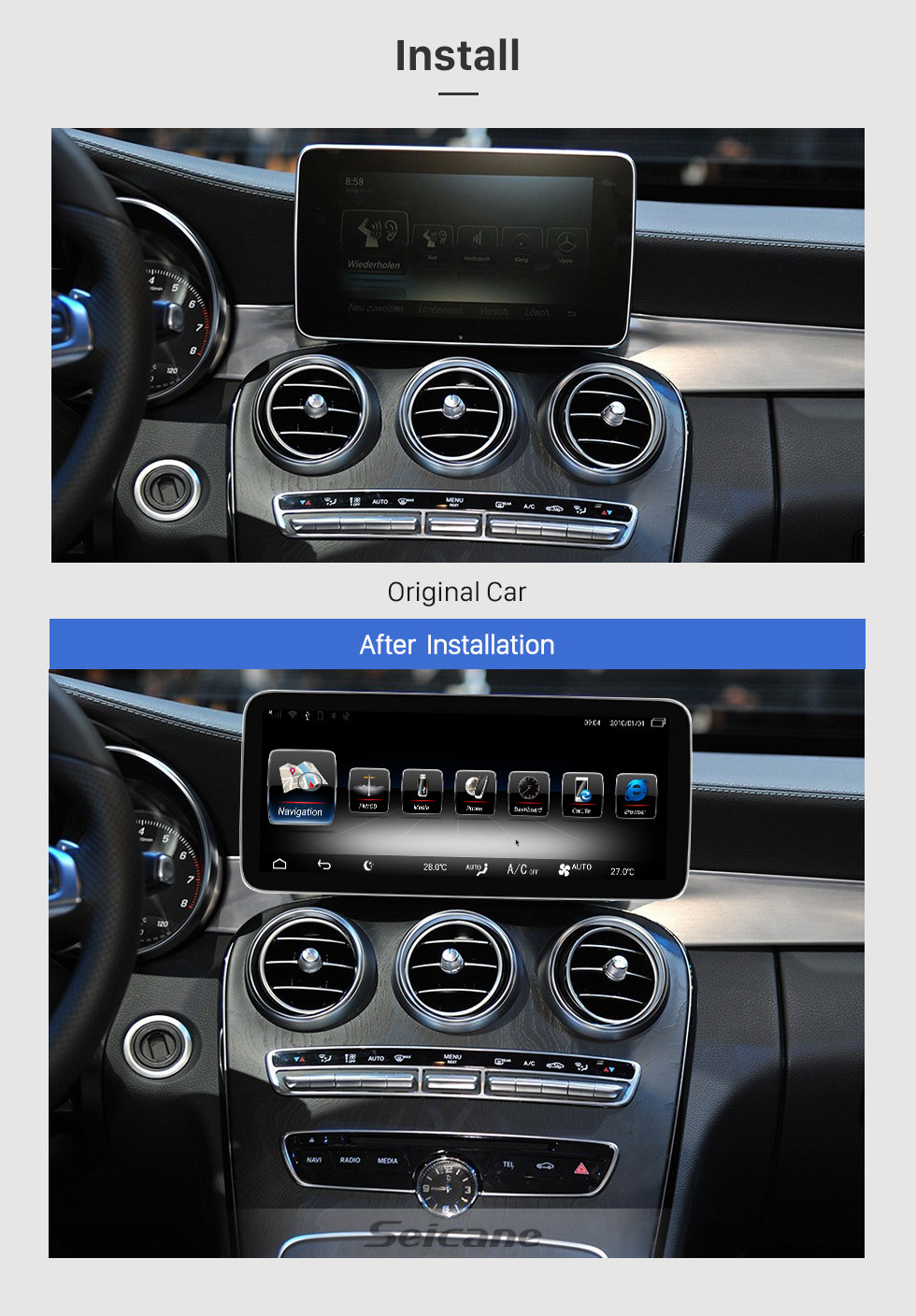Seicane 10.25 inch Mercedes Benz C-W205 GLC-X253(2015--)/ V-W446(2016--) NTG 5.0/5.1 Android 9.0 GPS Navigation Radio Bluetooth HD Touchscreen support 1080P Carplay Seicane 10.25 inch Mercedes Benz C-W205 GLC-X253(2015--)/ V-W446(2016--) NTG 5.0/5.1 Android 9.0 GPS Navigation Radio Bluetooth HD Touchscreen support 1080P Carplay
