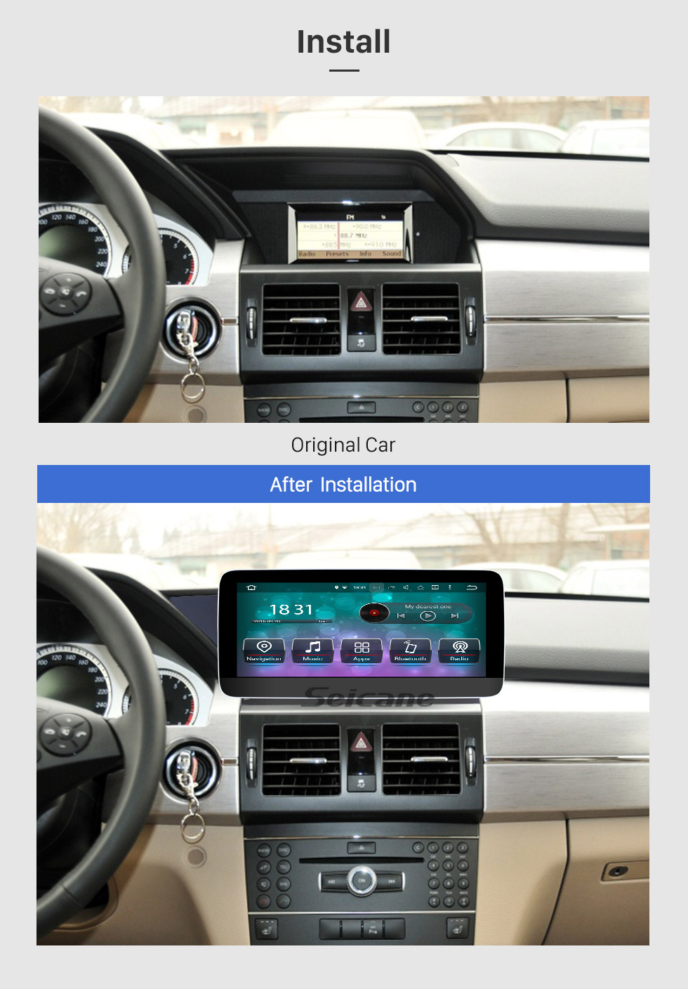 Seicane 10.25 inch 1280*480 Touchscreen Radio Android 9.0 Car Stereo for 2008-2015 Mercedes Benz GLK Class X204 GLK200 GLK250 Bluetooth WIFI GPS Navigation 1080P Video Player SWC support DVR Rearview Camera Seicane 10.25 inch 1280*480 Touchscreen Radio Android 9.0 Car Stereo for 2008-2015 Mercedes Benz GLK Class X204 GLK200 GLK250 Bluetooth WIFI GPS Navigation 1080P Video Player SWC support DVR Rearview Camera