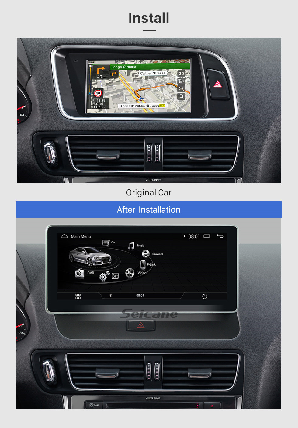 Seicane 10.25 pulgadas 2009-2018 AUDI Q5 Coche de conducción con la mano izquierda Android 9.0 Radio Pantalla táctil Navegación GPS auto Control estéreo del volante Bluetooth USB WIFI Carplay Cámara de vista trasera 1080P Seicane 10.25 pulgadas 2009-2018 AUDI Q5 Coche de conducción con la mano izquierda Android 9.0 Radio Pantalla táctil Navegación GPS auto Control estéreo del volante Bluetooth USB WIFI Carplay Cámara de vista trasera 1080P