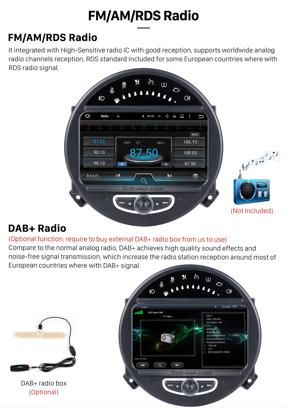 Seicane HD 1024*600 Touchscreen 2006-2013 BMW Mini Cooper with 8 inch Android 5.1.1 Autoradio GPS DVD Player Bluetooth HD 1080P Video Steering Wheel Control Seicane HD 1024*600 Touchscreen 2006-2013 BMW Mini Cooper with 8 inch Android 5.1.1 Autoradio GPS DVD Player Bluetooth HD 1080P Video Steering Wheel Control