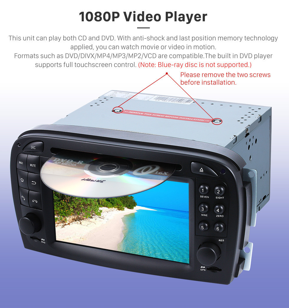 Seicane Android 10.0 Car dvd player 7 inch for 2001-2004 Mercedes SL R230 SL350 SL500 SL55 SL600 SL65 with GPS Radio TV Bluetooth
