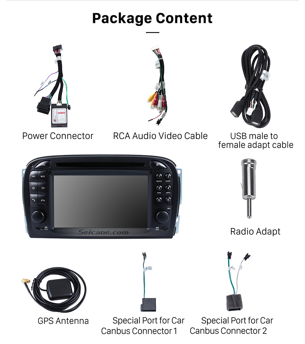 Seicane Android 10.0 GPS Navigation system for 2001-2004 Mercedes SL R230 SL350 SL500 SL55 SL600 SL65 with DVD Player Touch Screen Radio Bluetooth WiFi TV HD 1080P Video Backup Camera steering wheel control USB SD