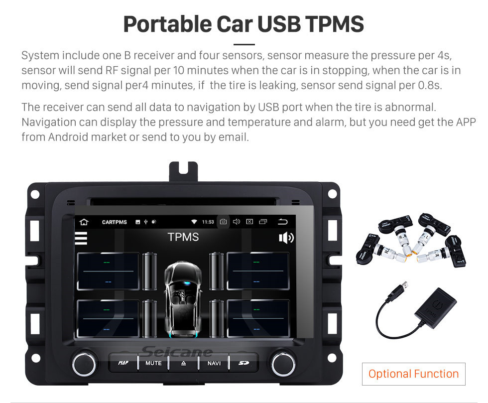 Seicane Android 10.0 7-Zoll-HD-Touchscreen-DVD-Player für 2013-2015 Dodge Ram 1500 2500 3500 4500 Radio GPS-Navigation Bluetooth WIFI-Unterstützung TV-Rückfahrkamera Lenkradsteuerung USB SD 1080P Video