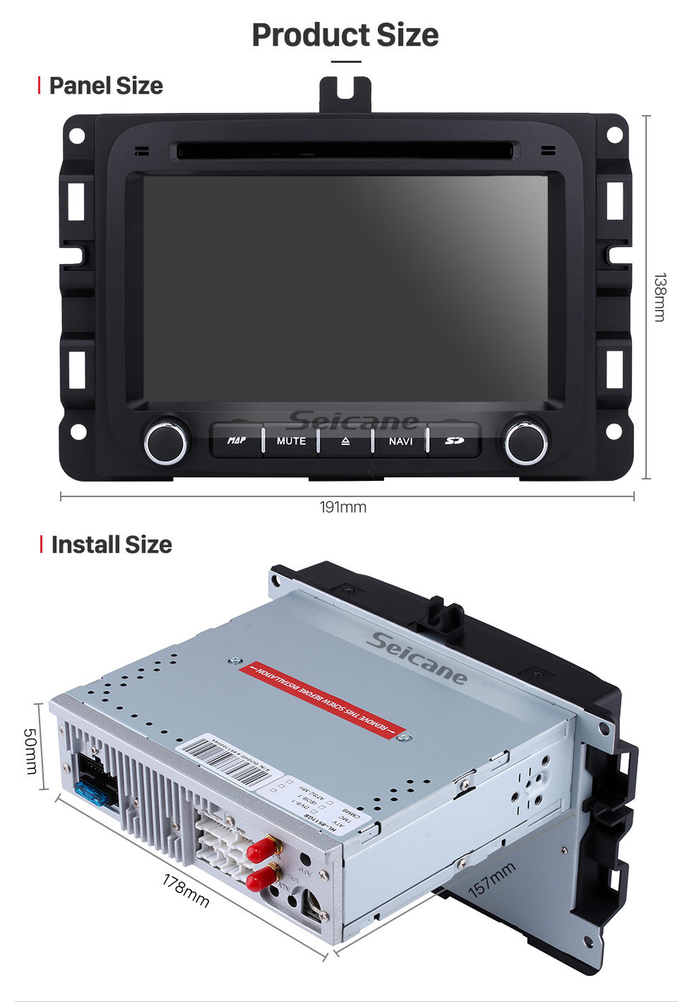 Seicane Android 10.0 7-Zoll-HD-Touchscreen-DVD-Player für 2013-2015 Dodge Ram 1500 2500 3500 4500 Radio GPS-Navigation Bluetooth WIFI-Unterstützung TV-Rückfahrkamera Lenkradsteuerung USB SD 1080P Video