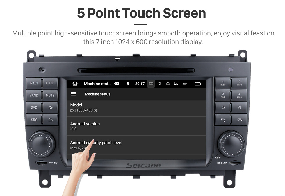 Seicane Android 10.0 Sistema de navegación GPS para 2006-2011 Mercedes-Benz CLK W209 CLK270 CLK320 CLK350 CLK500 con radio Reproductor de DVD Pantalla táctil Bluetooth WiFi TV HD 1080P Video Copia de seguridad Cámara control del volante USB SD