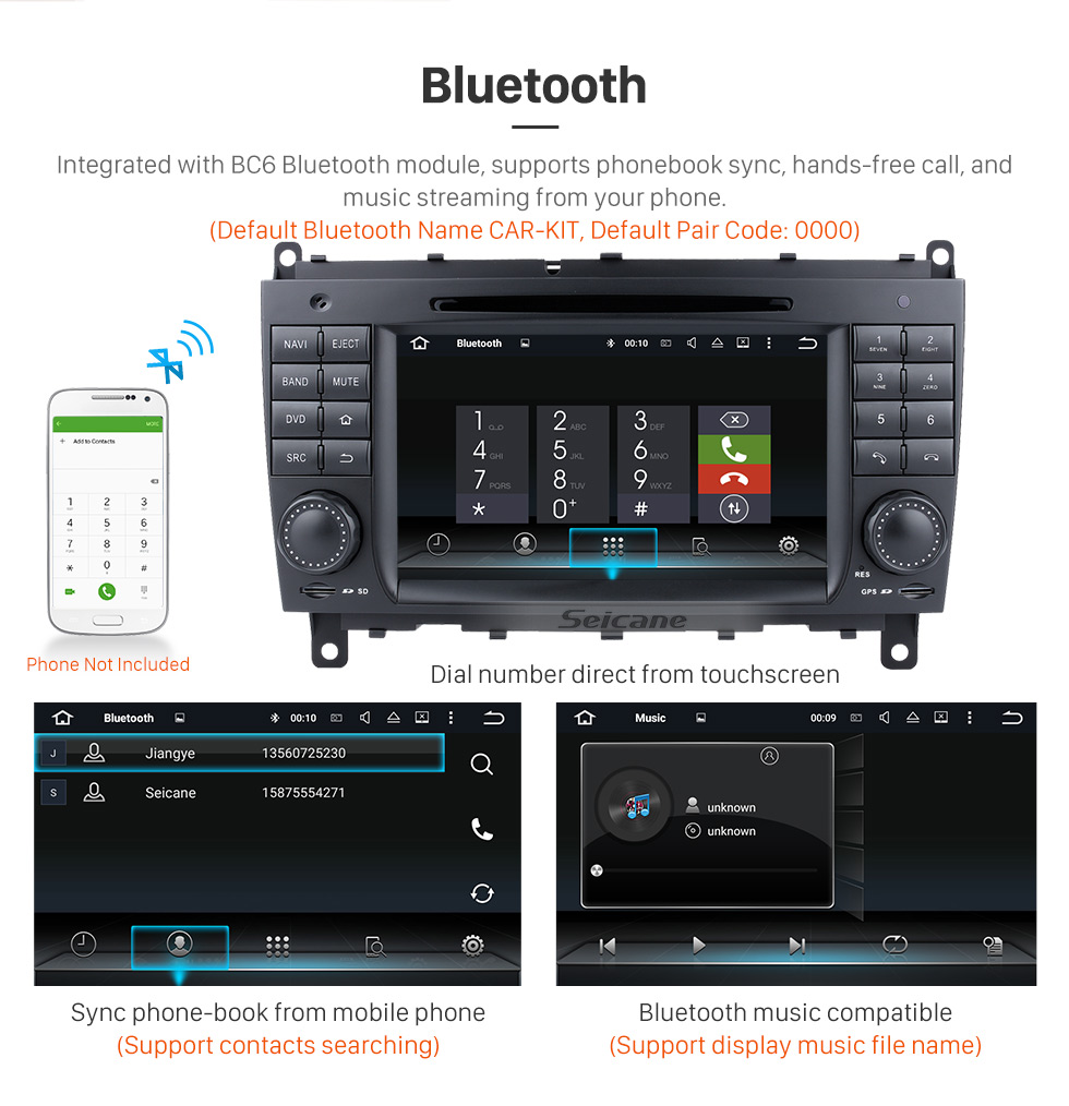 Seicane Android 10.0 Système de navigation GPS pour 2006-2011 Mercedes-Benz CLK W209 CLK270 CLK320 CLK350 CLK500 avec Radio Lecteur DVD Écran tactile Bluetooth WiFi TV HD 1080P Caméra de recul vidéo Commande au volant USB SD