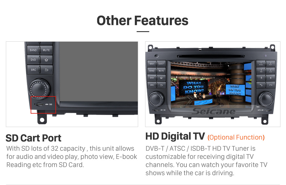 Seicane Android 10.0 GPS Навигационная система для 2006-2011 Mercedes-Benz CLK W209 CLK270 CLK320 CLK350 CLK500 с радио DVD-плеер с сенсорным экраном Bluetooth WiFi TV HD 1080P Резервное копирование видео Камера управления рулевого колеса USB SD