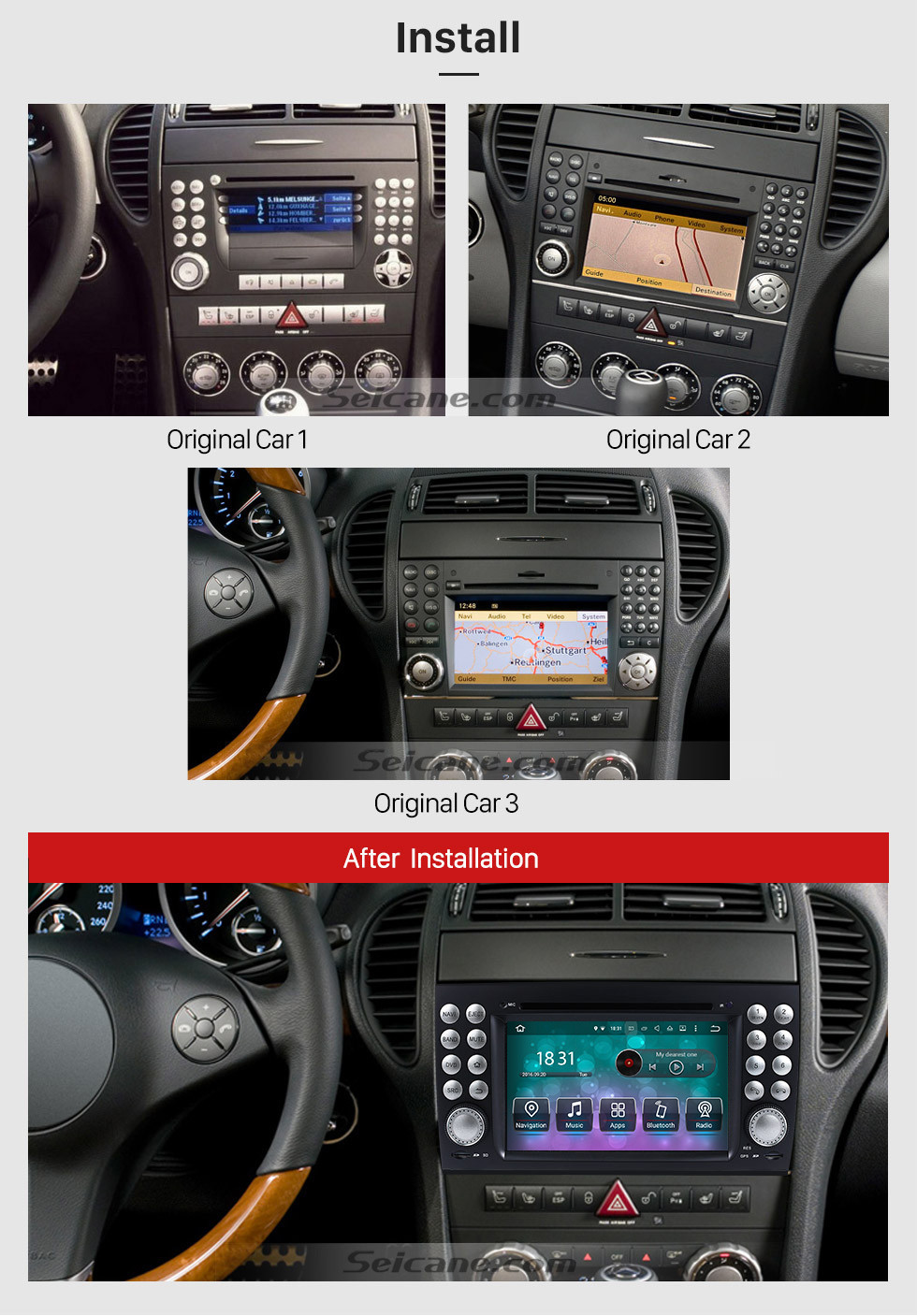 Seicane OEM Android 10.0 DVD Player Sistema de navegação GPS para 2004-2012 Mercedes-Benz SLK W171 R171 com HD 1080P Vídeo Bluetooth Touch Screen Rádio WiFi TV Backup Câmera controle de volante USB SD